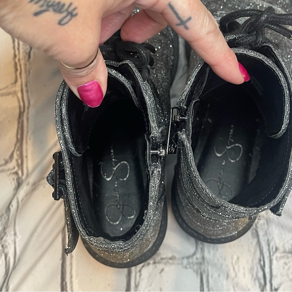 Jessica Simpson KERINA Pewter Glitter Combat Boots - Picture 4 of 9